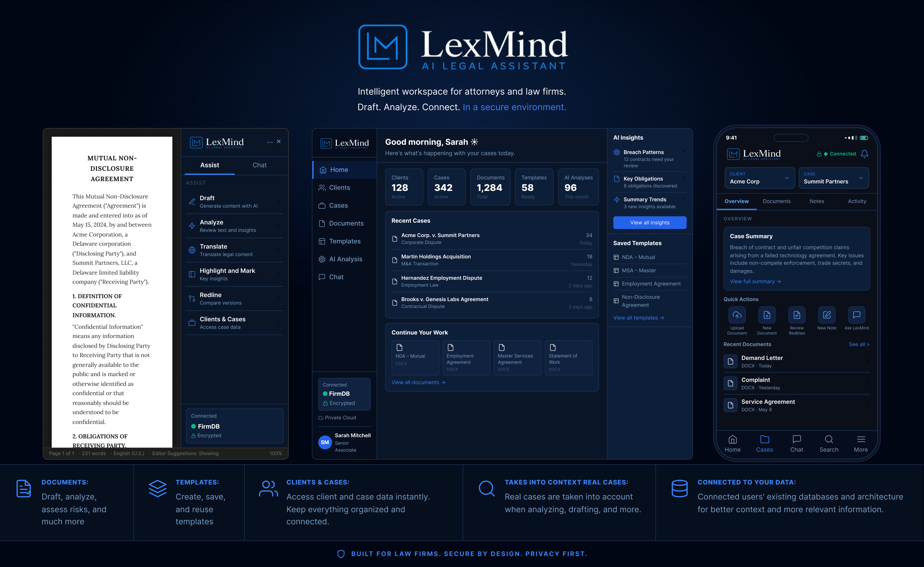 LexMind AI legal assistant platform showcase